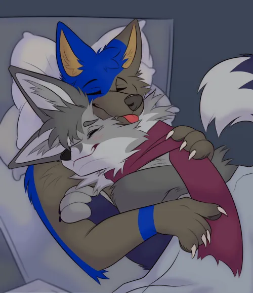 Thumbnail Nighttime Snuggles by itswiskers - Furry Category Article