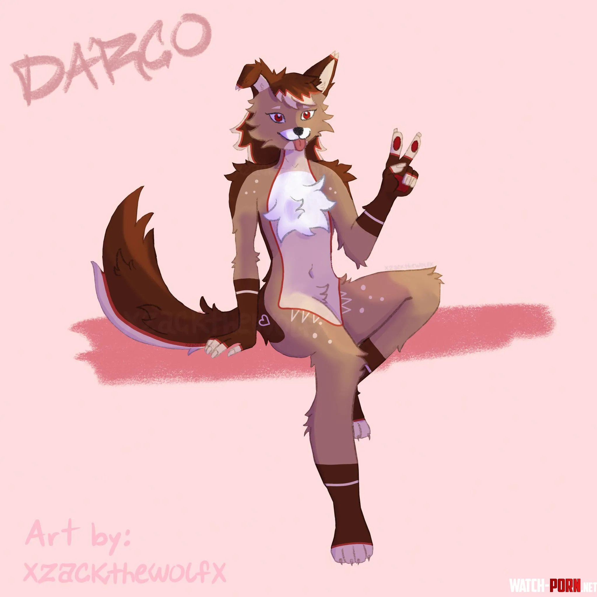 My friends fursona in my style art by me by xzackthewolfx