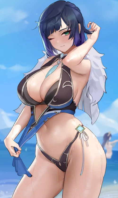 Thumbnail marxsander2016's Swimsuit Yelan: Beach Ecchi at Its Finest