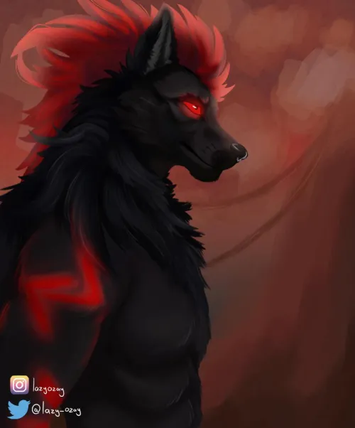 Thumbnail Commissioned Art: Embracing the Demon Wolf in Furry Artistry