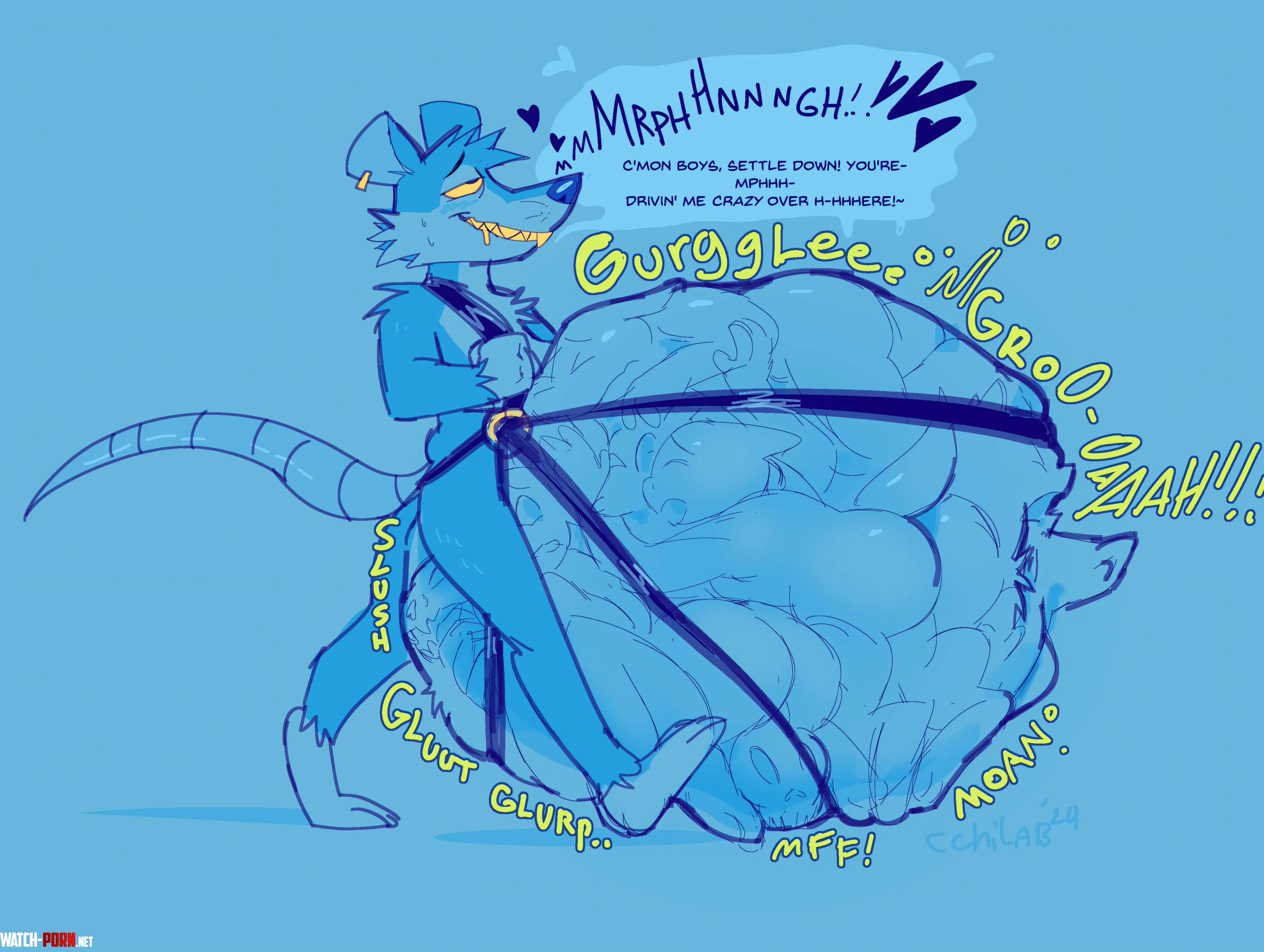 Image Commission for SapphireJack  VORE  Detailed Bulges  multipleprey  male  malepred  Mcchilab by Sonic_the_hedgedog