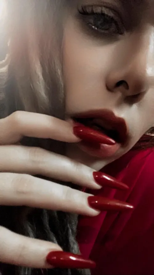 Thumbnail Rednails on Lips | A NailFetish Exploration by ElisaHappyLegs