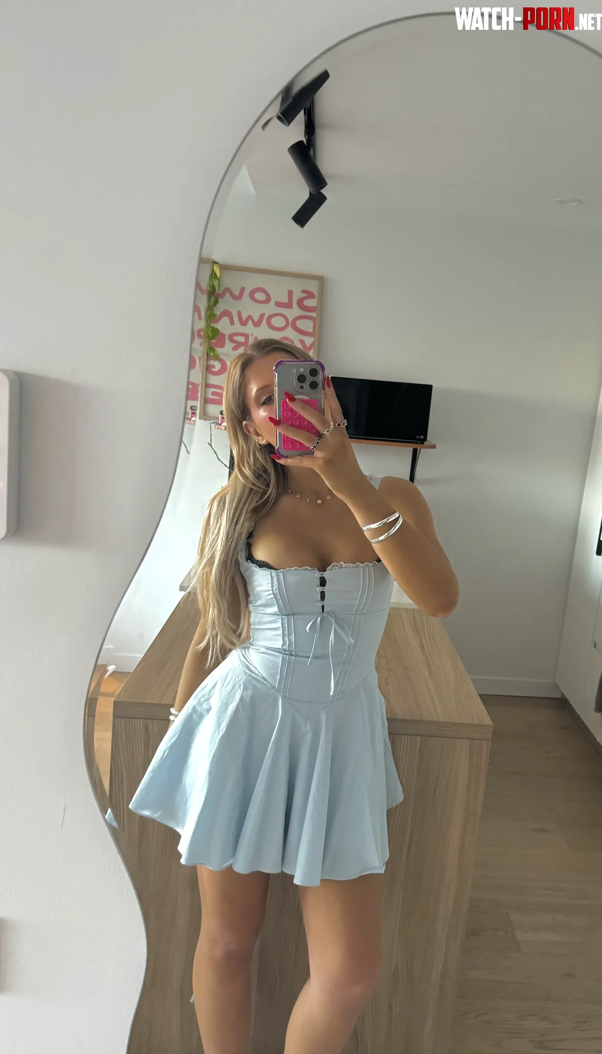 do i look cute in my little blue dress  by yourGFkate