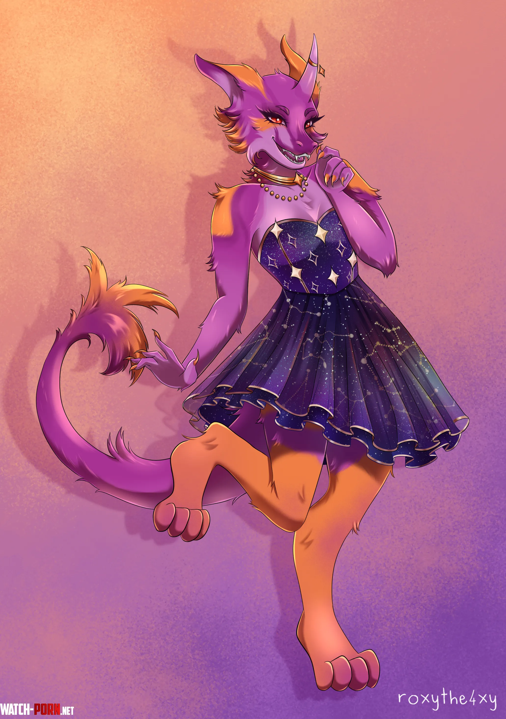 Sweet dragon girl in a cute dress 3 Art made by me for a friend client by DearPitch27