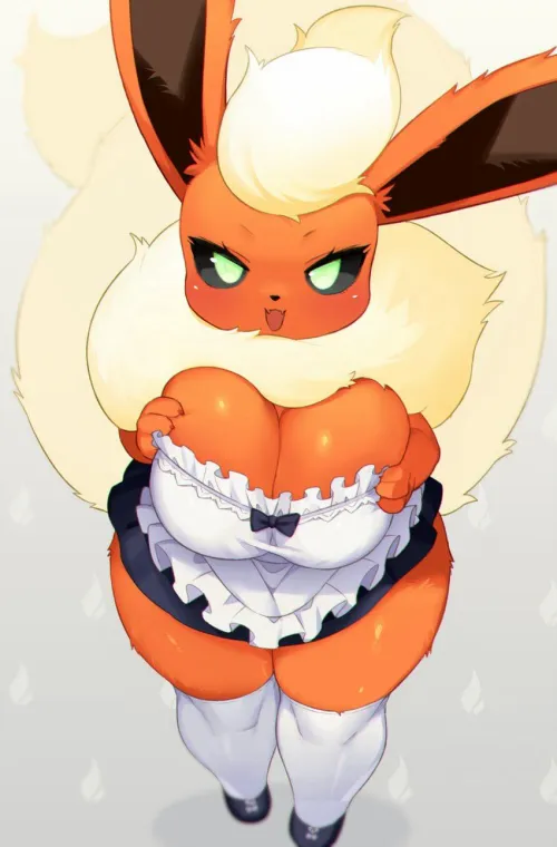 Thumbnail Adorable Flareon: Maid Outfit Showcase by a_burner_account_lol