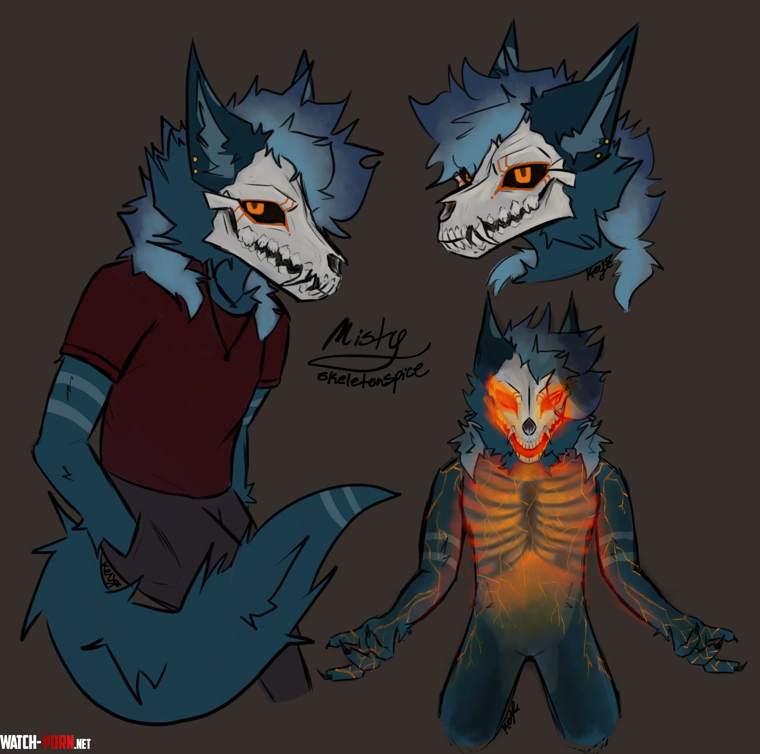 A sorta redesign for an old skull dog fox oc Art by me by WhostoIemyPOTATOES