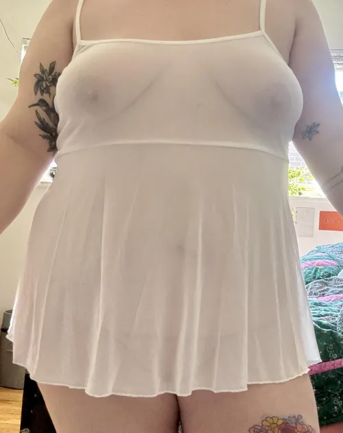 Thumbnail Showcasing a Little White Dress for BBW Admirers