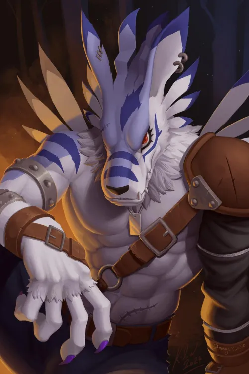 Thumbnail Drawing Weregarurumon: A Furry Masterpiece by Fox_in_soxx