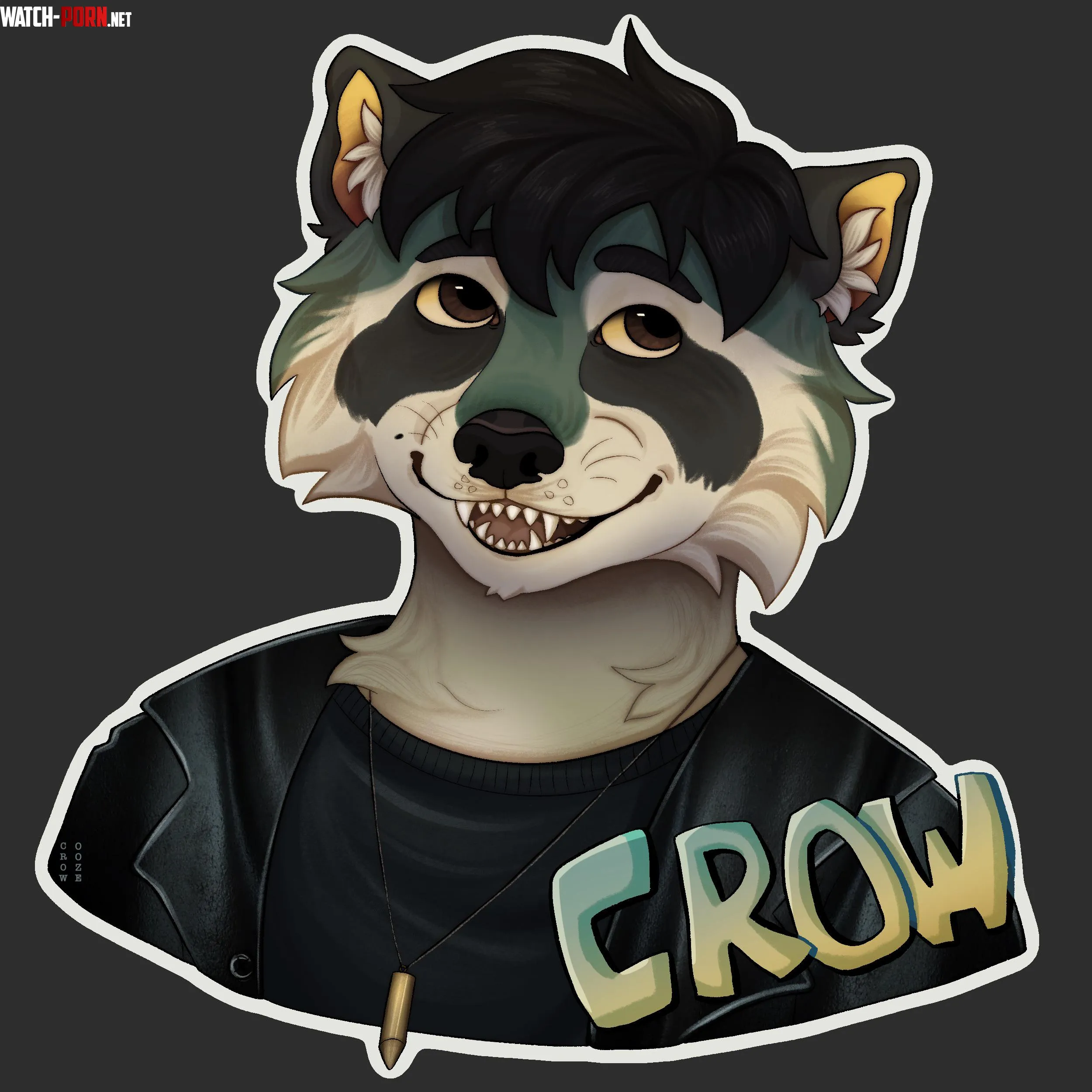 Badge of my fursona art by me crowooze by introspectivecrow