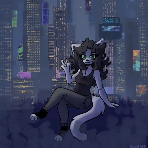 Thumbnail Dougiefluff's Night City Art: A Unique Furry Creation