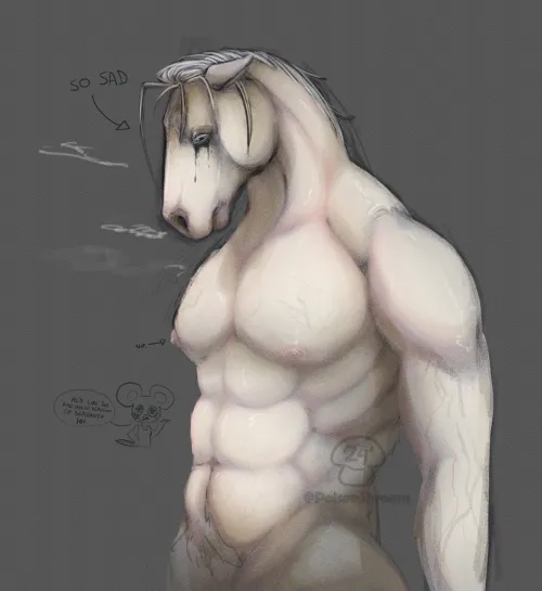 Thumbnail Sephiroth-Inspired Emo Horse Sketch | Author: QueridaFlorcita | furry