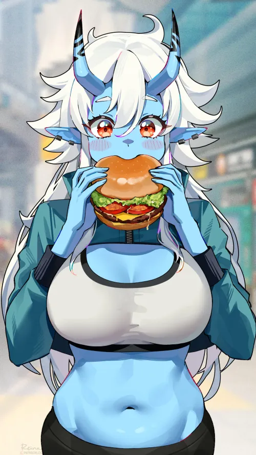 Thumbnail A_MASSIVE_PERVERT's Burger Adventure - Soukaku Enjoying a Burger on MonsterGirl