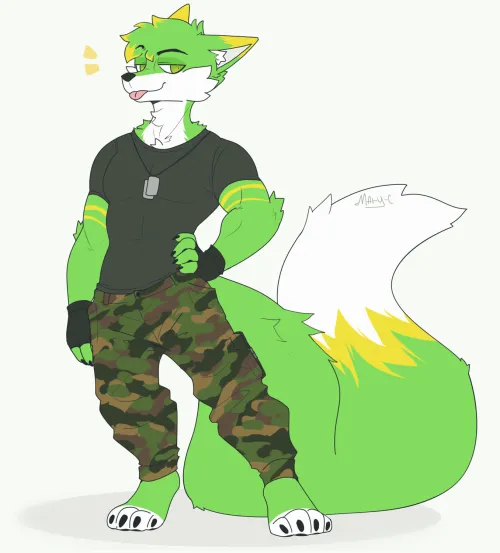 Thumbnail Buff Green Fox Art Ref: Marychic3908's Creation on furry