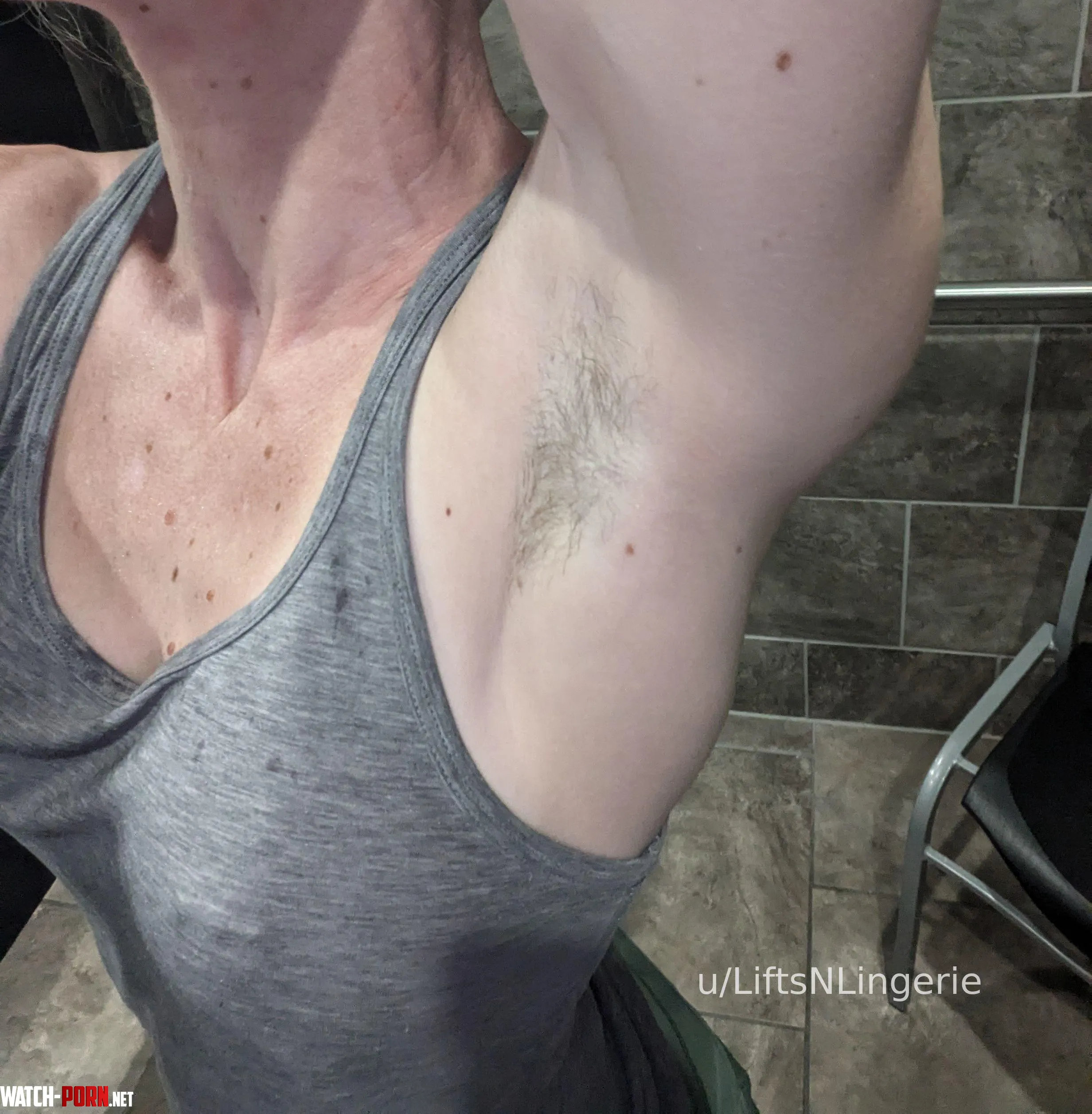 If you look hard enough you can see the sweat glisten on my skin from a killer workout by LiftsNLingerie