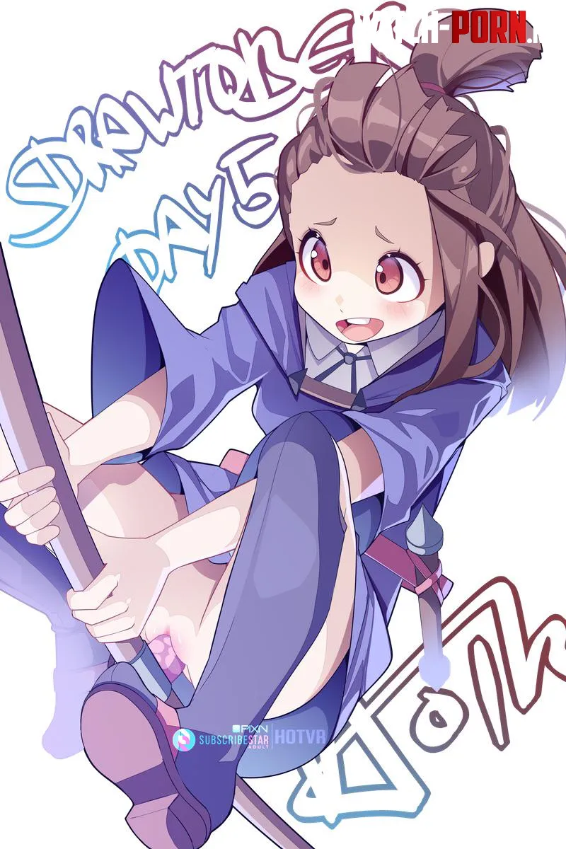 Akko riding her Broom HotVR by Rimura_44