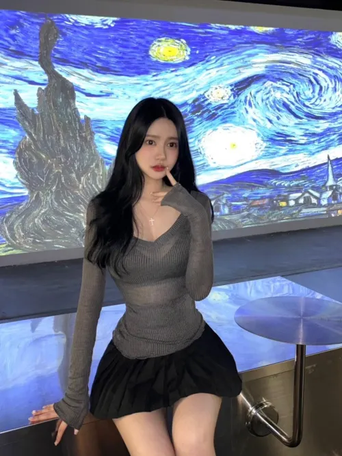 Thumbnail Skinny Girl in a Starry Night: Realasians' Night Sky Serenade by bobateaxxx