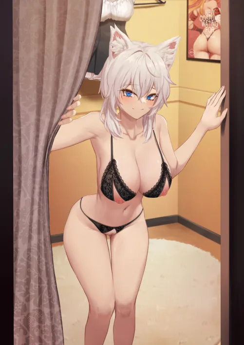 Thumbnail Try 'She wants to know if this lingerie suits her well' by BloodLustHunt in hentai Category