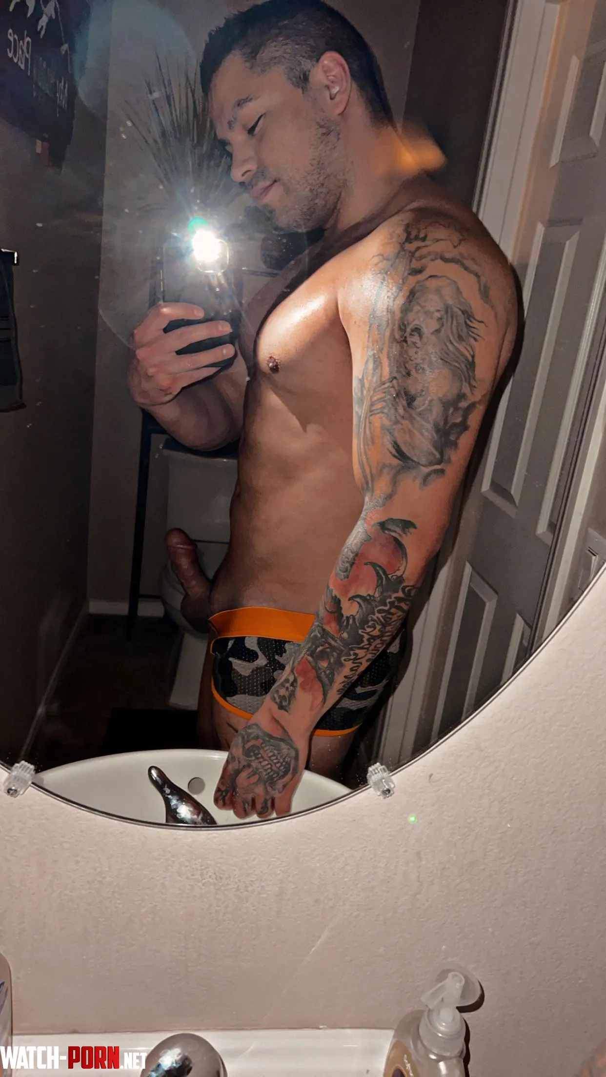 Showing off the tats and my hard cock  by Wyldcardx