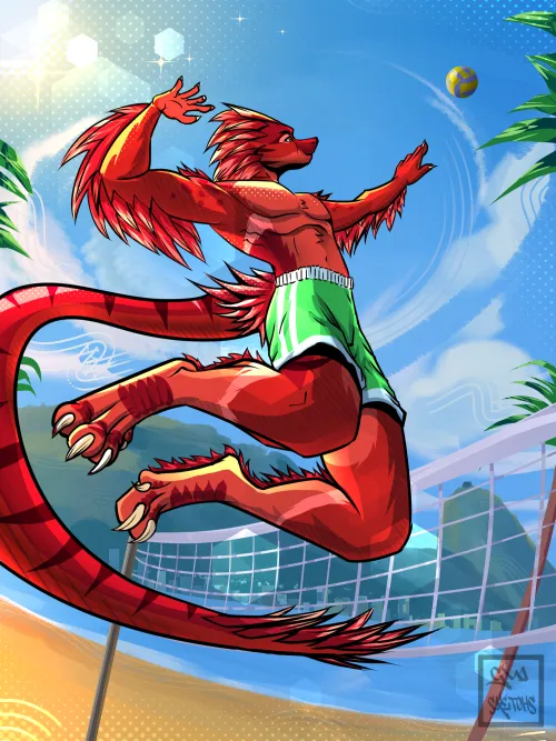 Thumbnail Imaginative Art: Volleyball Time Finished Illustration Comm for Pev By Me