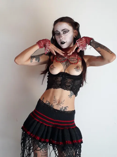 Thumbnail Feeling Sexy in Handmade Crochetted Clothes - Makeup and All | gothsluts