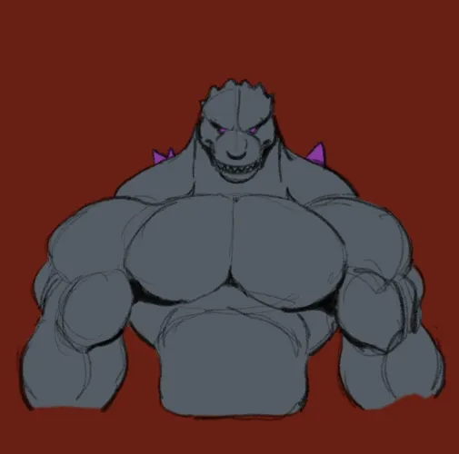 Thumbnail Practice Sketch of Godzilla by -Kasuba- in Furry Category