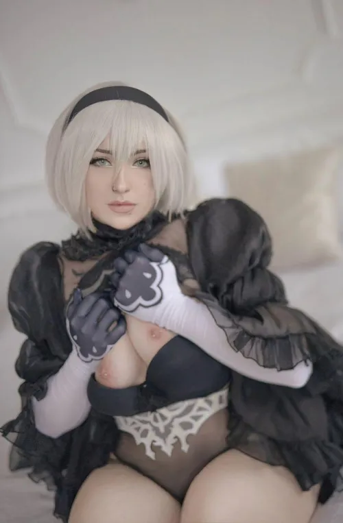 Thumbnail Sensual Cosplay: Embracing 2B by Kuroitsune