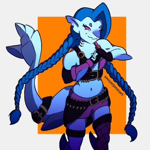 Thumbnail SawyerJonesArt Shares Shark Jinx from ArcaneLOL - A Furry Delight