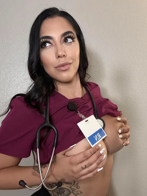 Thumbnail No Bra Underneath by Nurse_Cherxo | Handbra Category