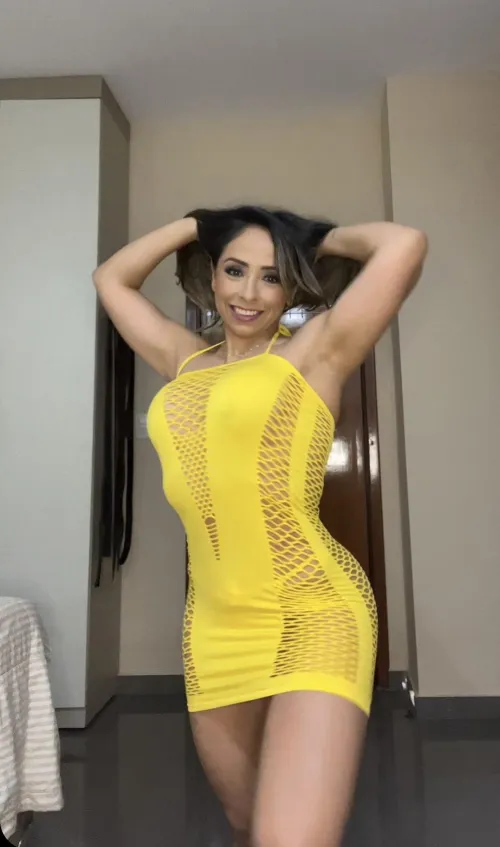 Thumbnail Satisfying Fit in Yellow Embrace by girlypinkyx | Tightdresses Explored