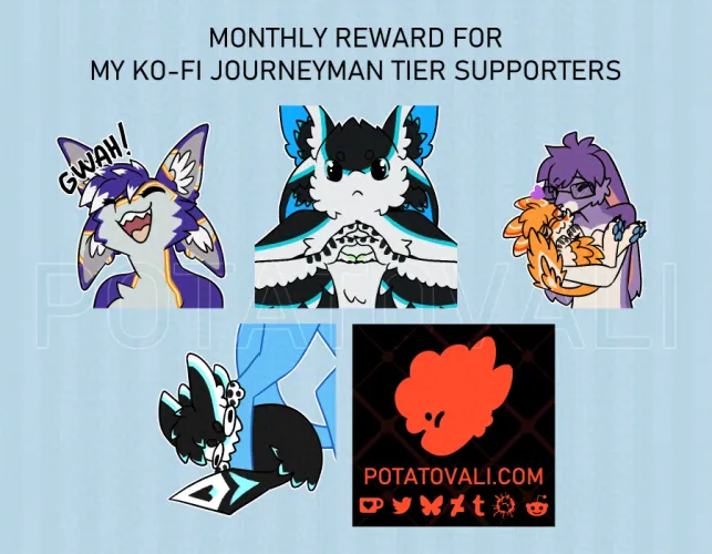 Thumbnail Potatovali's Monthly Sticker Reward for Furry Kofi Supporters