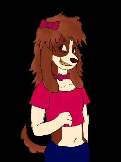 Thumbnail Adorable Dog Girl Illustration - furry