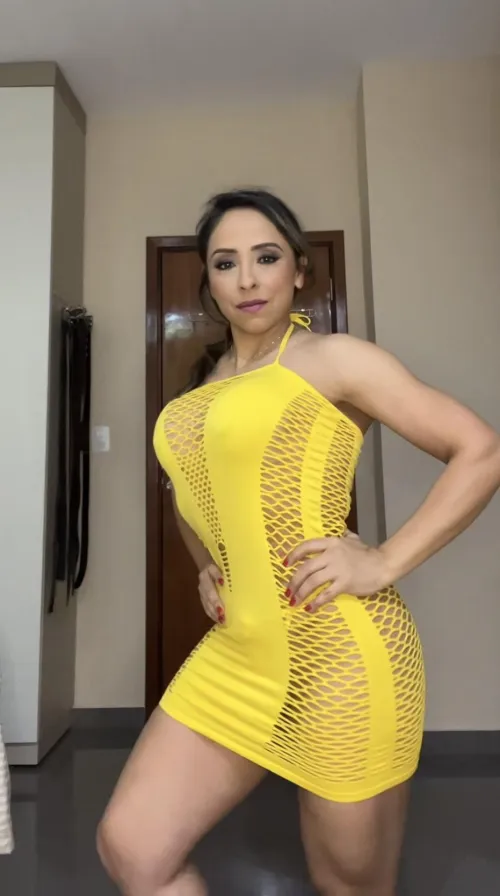 Thumbnail Sunshine Vibes in a Tight Yellow Dress: girlypinkyx's Fashion Statement