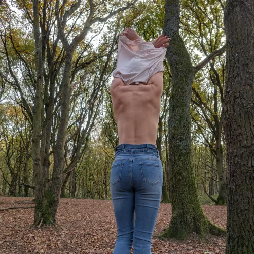 Thumbnail Getting Topless in the Woods by AngelicMum | ToplessInJeans Tales