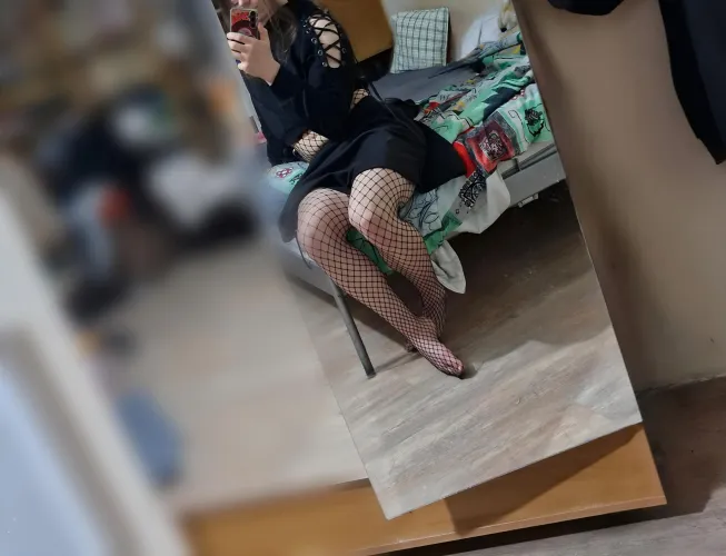 Thumbnail The Heavenly Combo: JustAShyFemboi's Skirt & Fishnets Delight