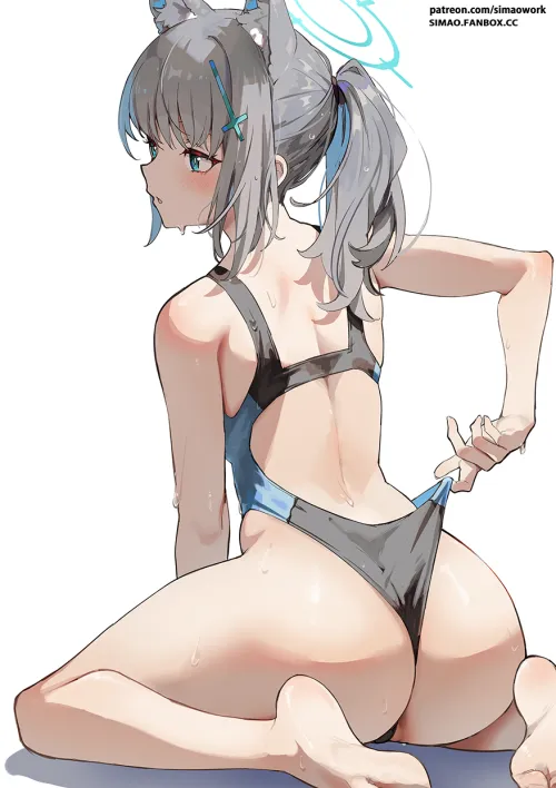 Thumbnail Shiroko's Swimsuit Struggles Unveiled in AnimeBooty