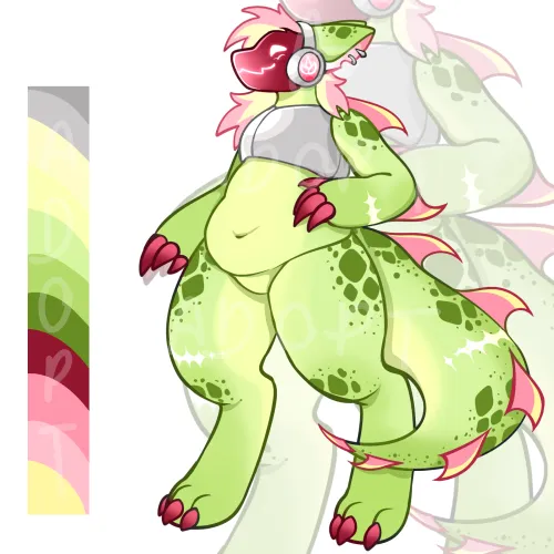 Thumbnail Bid for a Lil Green Kobold Protogen in this Furry Auction by andyarttz