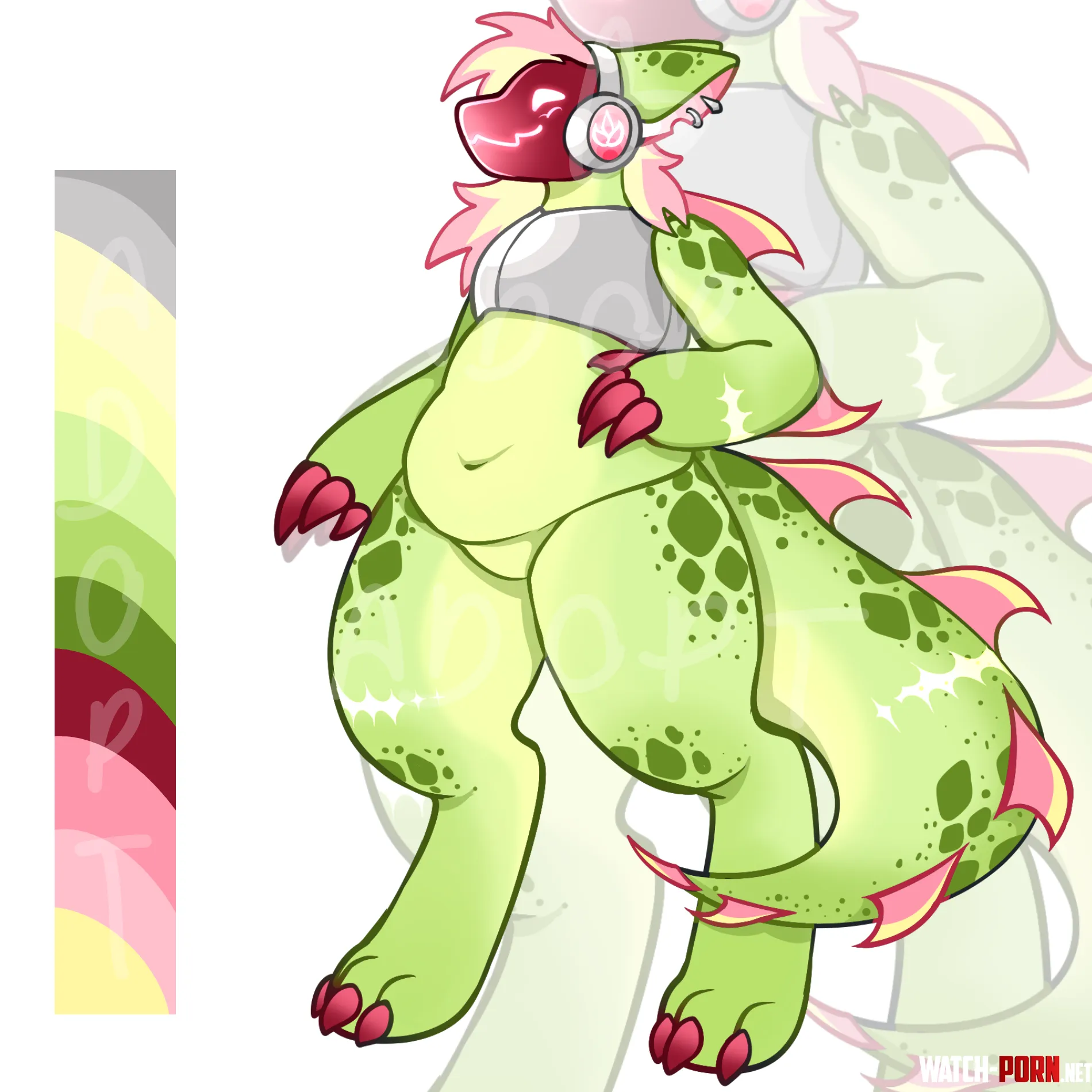  Lil green kobold protogen adopt aucion  by andyarttz