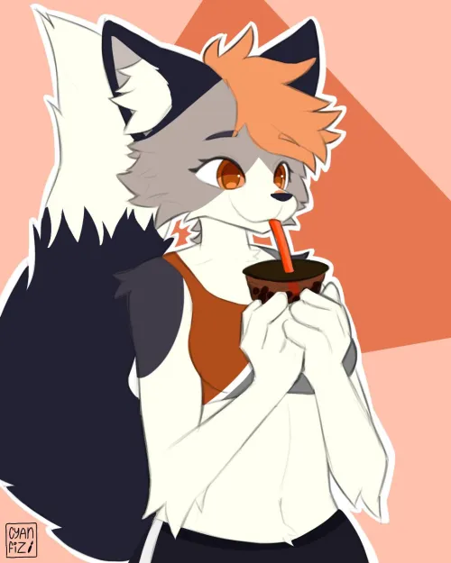 Thumbnail Cyanfiz - Bubble Tea Cat Artwork Unveiled | Furry Category