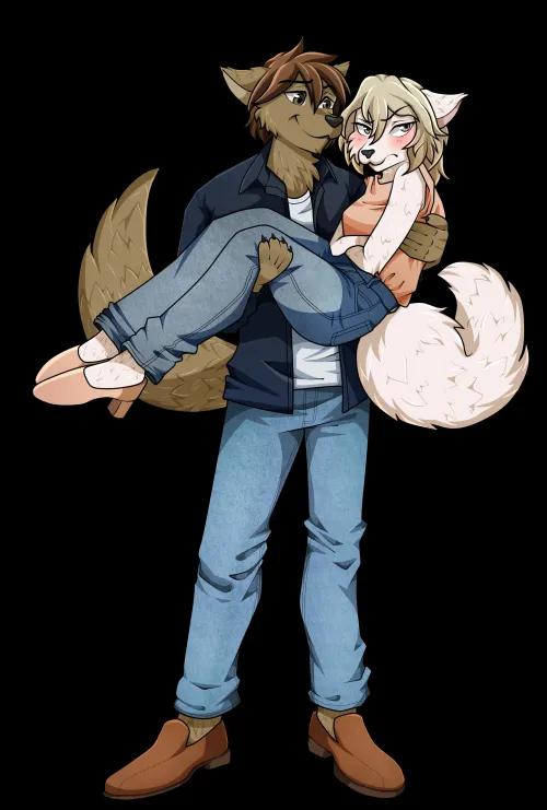 Thumbnail Adorable Furry Couple Captured in This Cute Artwork by marikoyori