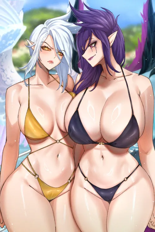 Thumbnail Cosplay Delights: Pool Party Kayle and Morgana by cumqueen997