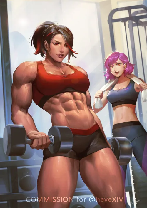 Thumbnail Empowering Fitness: Rose working out with a friend SARIYA Final Fantasy XIV by EroMestre