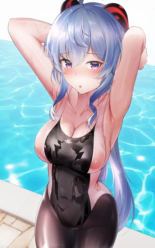 Thumbnail Ganyu Stuns in Two-Tone Swimsuit: Genshin Impact Shirosaba by ecchi_neko