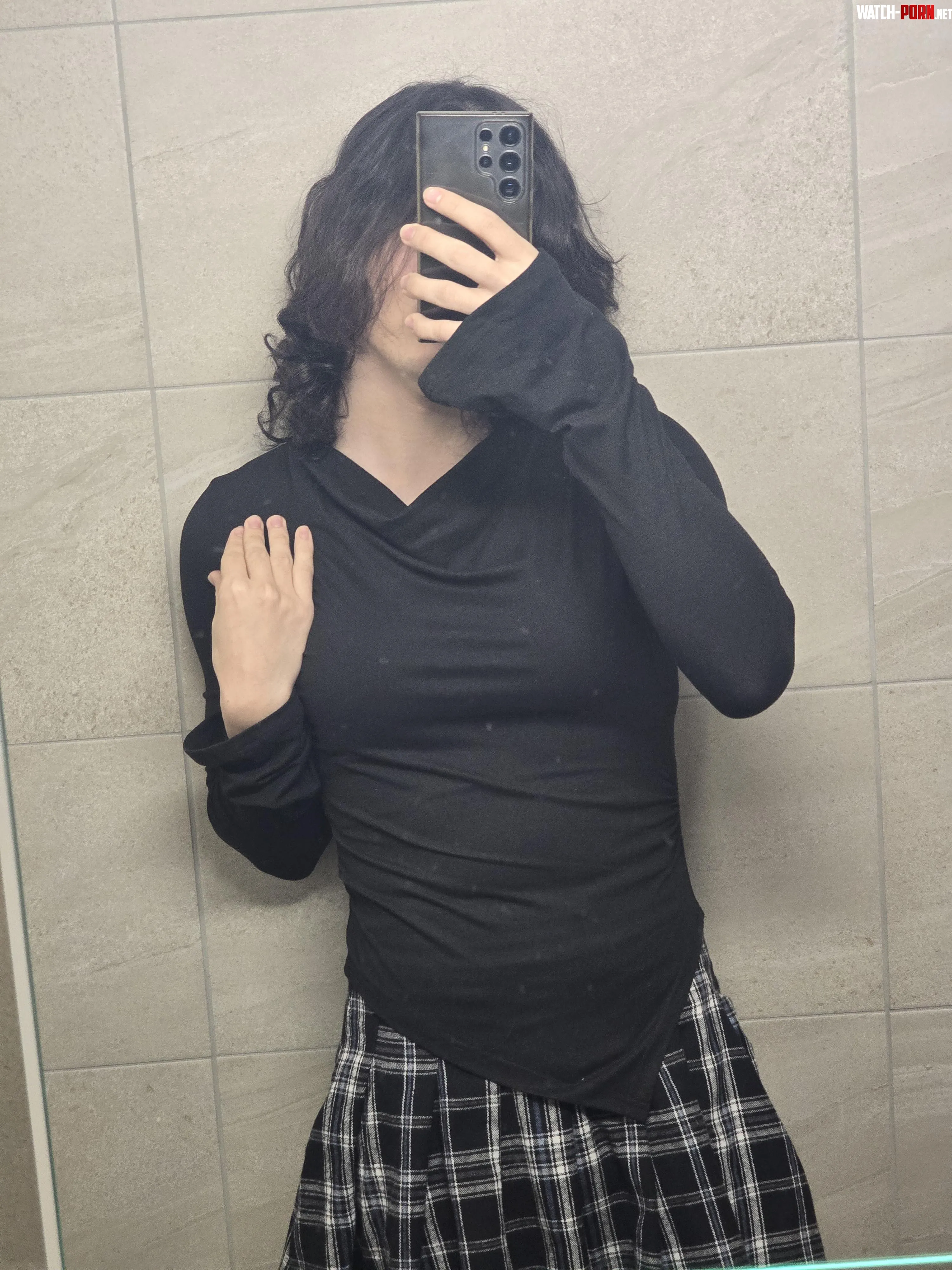 Decided to pair this asymmetrical top with a plaid skirthow do they match by Chaeshi