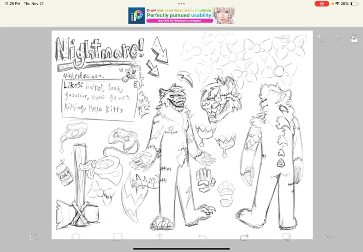 Thumbnail NickelRaccoon's Creative Journey: Wip of Son's New Ref Art in Furry