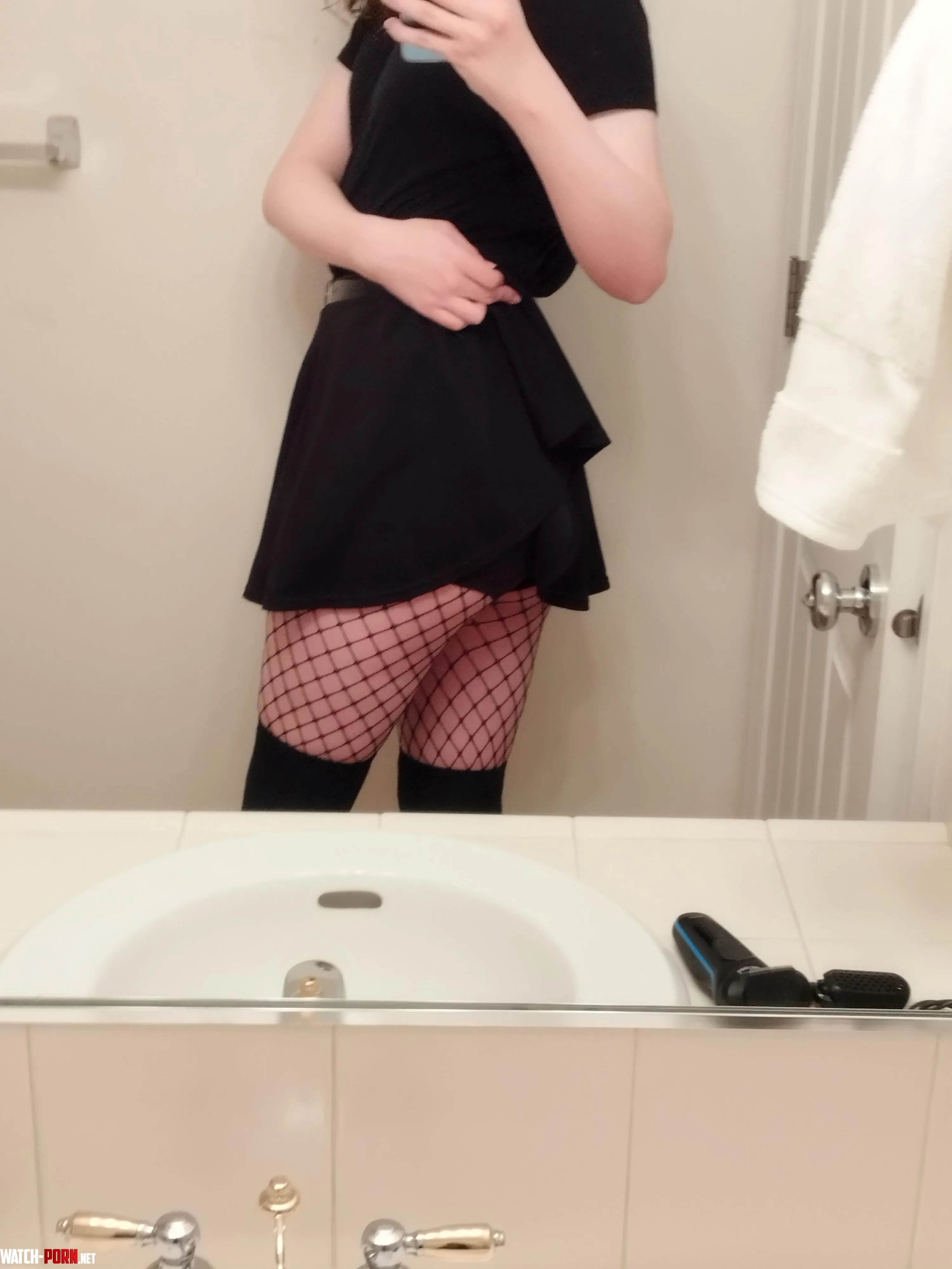 First time wearing fishnets by Fembitra