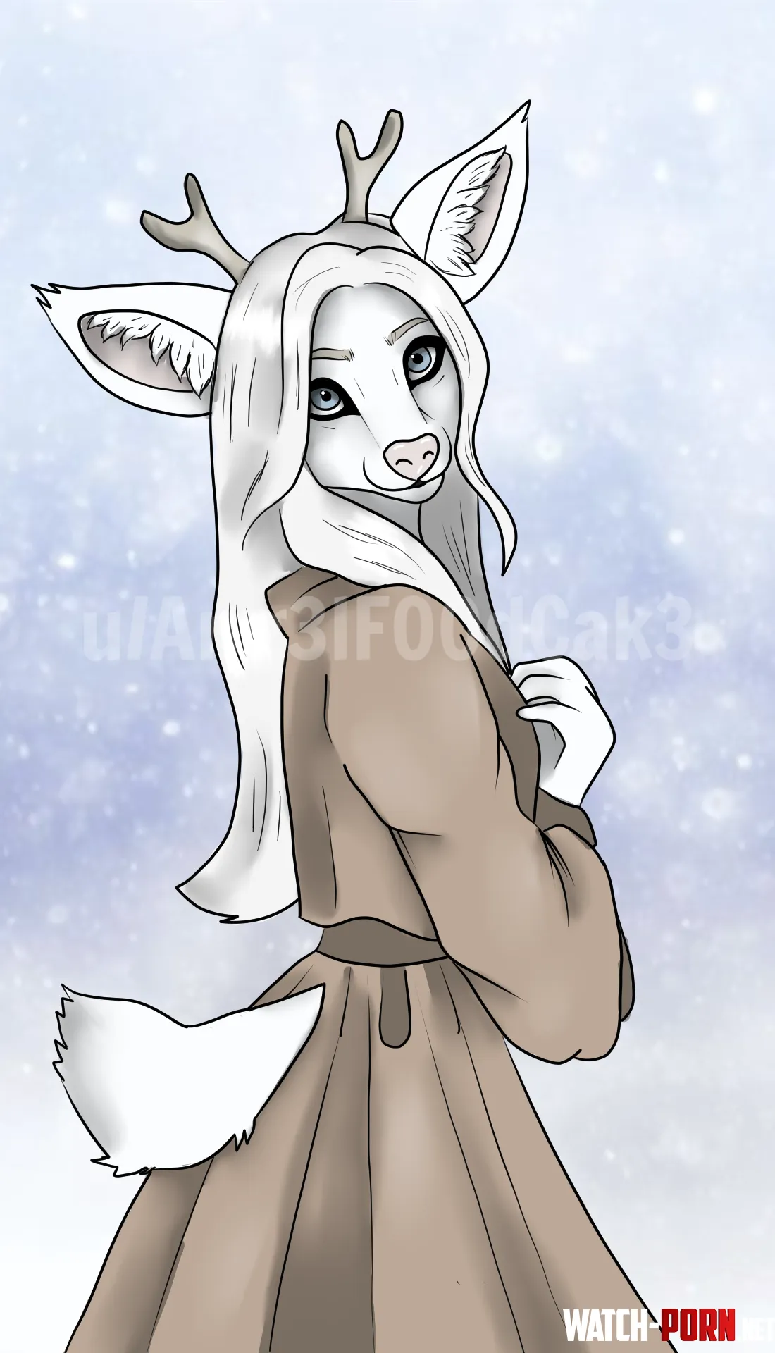 I drew my nonfurry fiance as a white reindeer 3 OC by Ang3lF00dCak3