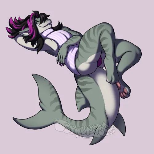 Thumbnail Q Shark Pinup Art by Me: Creative Showcase by kknk | Furry Creations