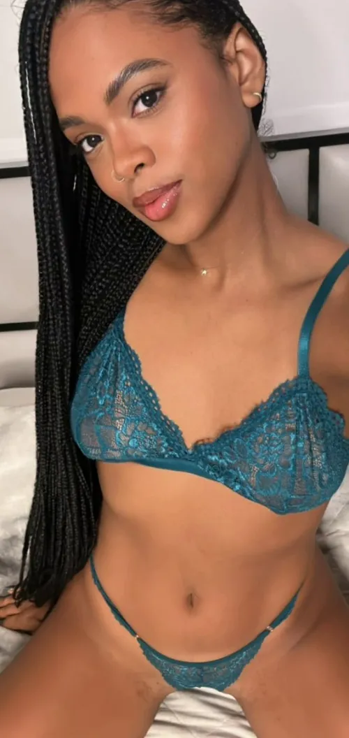 Thumbnail LittleMiss_Cruz Discovers the Cute Fit of Blue Lingerie in EbonyCuties