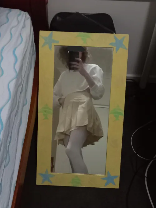 Thumbnail ReaNSWF Reflects: White Crop Top, Cream Skirt, White Thigh Highs - How Did I Do?