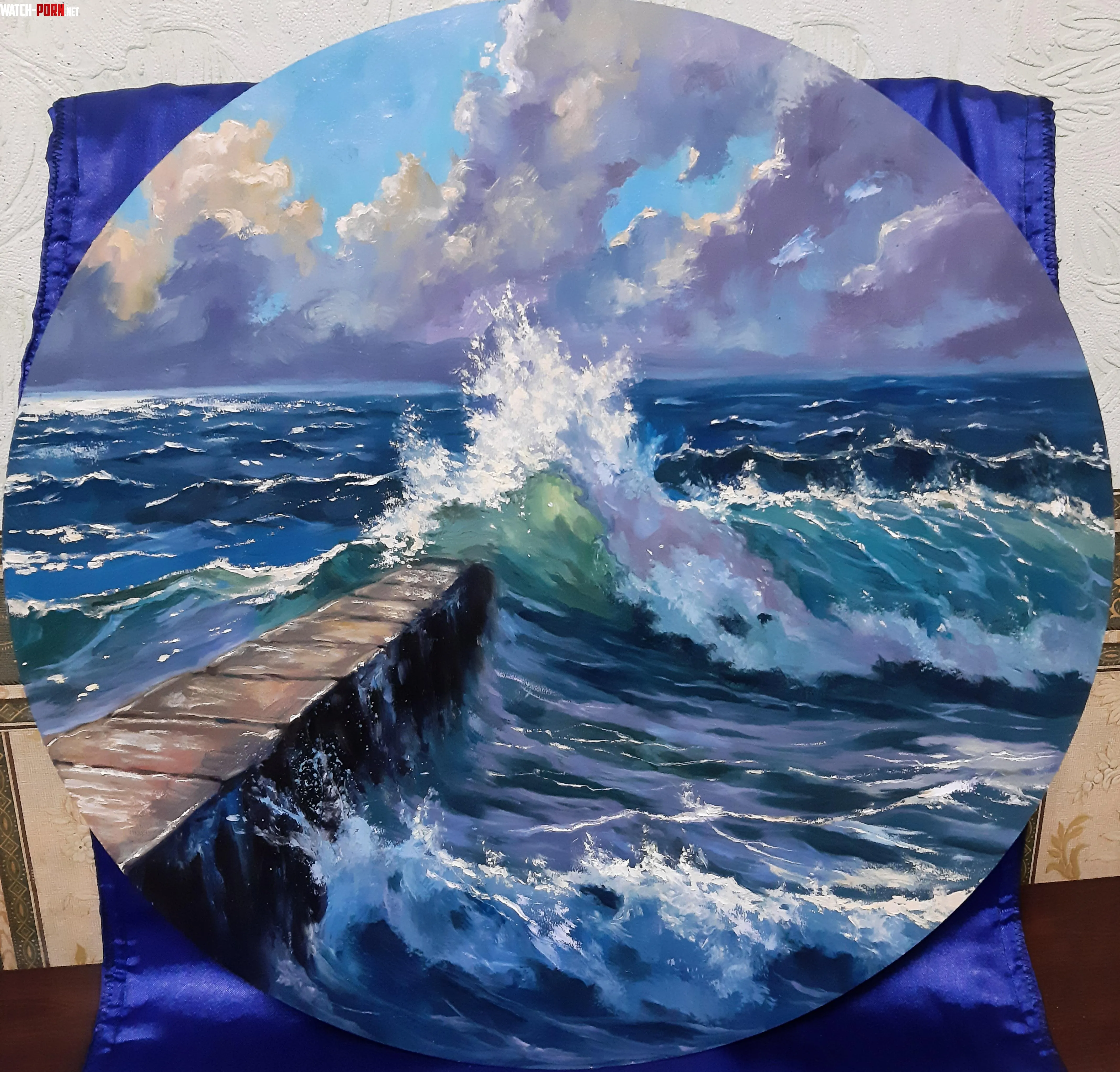 Rough water Rusl oil on hardboard 2024 by GreenStrength5876